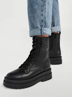 New Ankle Biker Boot with Panel Details Women Boots·Biker Boots|Boots·Lace-Up Boots
