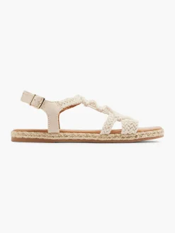 Clearance Beige Braided Detail Ankle Strap Sandals Women Sandals·Flat Sandals