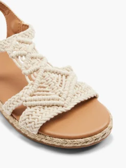 Clearance Beige Braided Detail Ankle Strap Sandals Women Sandals·Flat Sandals