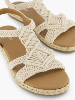 Clearance Beige Braided Detail Ankle Strap Sandals Women Sandals·Flat Sandals