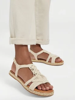 Clearance Beige Braided Detail Ankle Strap Sandals Women Sandals·Flat Sandals