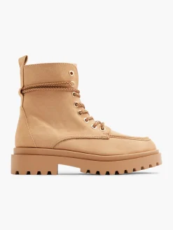 Outlet Beige Chunky Lace Up Boot Women Boots·Ankle Boots