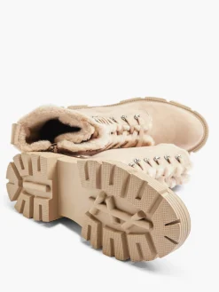 New Faux Fur Lined Lace Up Boot Women Boots·Winter Boots|Boots·Lace-Up Boots