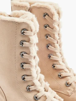 New Faux Fur Lined Lace Up Boot Women Boots·Winter Boots|Boots·Lace-Up Boots