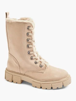 New Faux Fur Lined Lace Up Boot Women Boots·Winter Boots|Boots·Lace-Up Boots