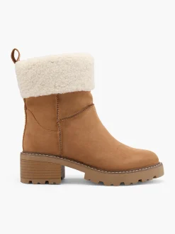 Clearance Heeled Fleece Collared Ankle Boot Women Boots·Faux Fur Lined Boots|Boots·Heeled Boots