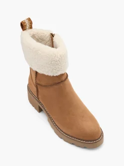 Clearance Heeled Fleece Collared Ankle Boot Women Boots·Faux Fur Lined Boots|Boots·Heeled Boots