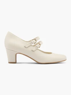 Discount Leather Double Strapped Heeled Court Shoe Women Loafers & Low Shoes·Mary Jane Shoes
