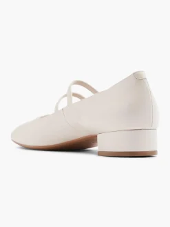 Online Beige Leather Double Strapped Ballerina Women Loafers & Low Shoes·Ballet Pumps|Loafers & Low Shoes·Mary Jane Shoes