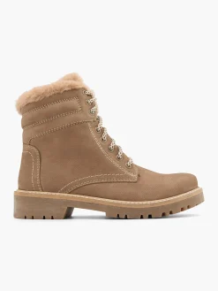 Sale Leather Faux Fur Lined Lace Up Ankle Boot Women Boots·Hiker Style Boots|Boots·Leather Boots