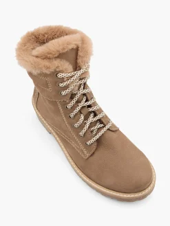 Sale Leather Faux Fur Lined Lace Up Ankle Boot Women Boots·Hiker Style Boots|Boots·Leather Boots