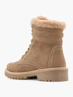 Sale Leather Faux Fur Lined Lace Up Ankle Boot Women Boots·Hiker Style Boots|Boots·Leather Boots