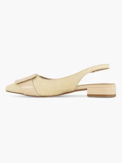 Hot Beige Raffia Slingback Ballerina with Buckle Detail Women Loafers & Low Shoes·Ballet Pumps