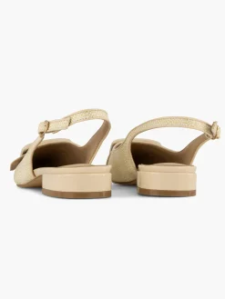Hot Beige Raffia Slingback Ballerina with Buckle Detail Women Loafers & Low Shoes·Ballet Pumps