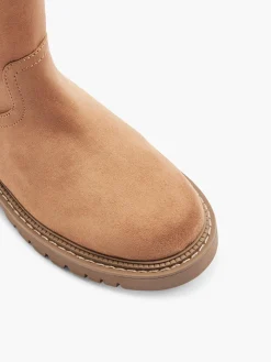 Best Beige Tie Back Detail Fur Lined Ankle Boot Women Boots·Winter Boots|Boots·Faux Fur Lined Boots