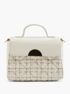 Best Beige Tweed Cross Body Bag with Adjustable Strap Women Bags·Shoulder Bags|Bags·Handbags