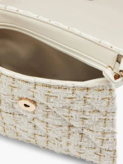Best Beige Tweed Cross Body Bag with Adjustable Strap Women Bags·Shoulder Bags|Bags·Handbags
