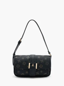 Clearance Black and Monogram Handbag with Buckle Detail Women Bags·Handbags