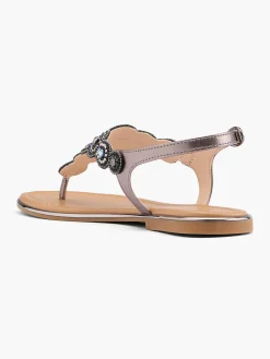 New and Pewter Jewelled Sandal Women Sandals·Flat Sandals