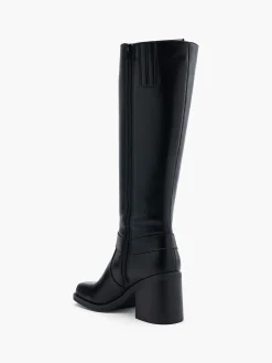 Discount Block Heeled Long Leg Boot with Metallic Details Women Boots·Knee High Boots