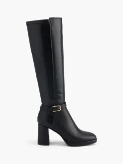Online Block Heeled Long Leg Boot with Buckle Detail Women Boots·Knee High Boots