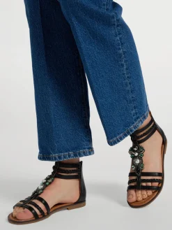 Outlet Braided Sandal with Ankle Strap and Gem Detail Women Sandals·Gladiator Sandals|Sandals·Flat Sandals