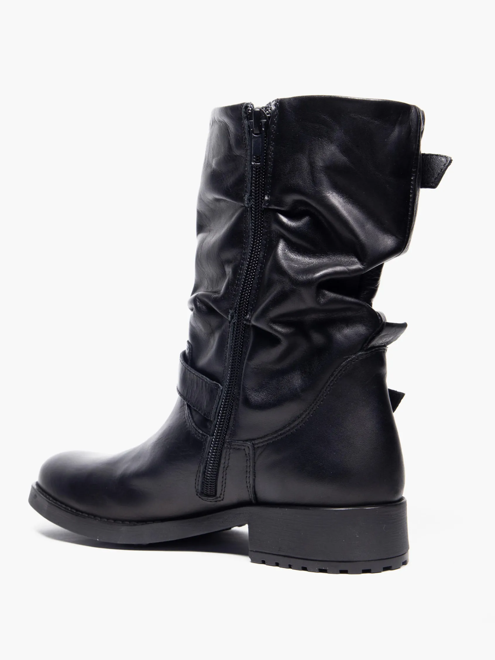 Hot Buckle Detail Leather Boots Women Boots·Leather Boots