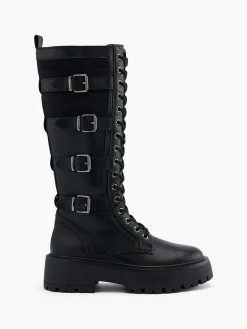 Clearance Buckled Long Leg Lace Up Boot Women Boots·Knee High Boots