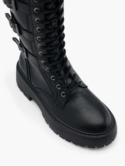 Clearance Buckled Long Leg Lace Up Boot Women Boots·Knee High Boots
