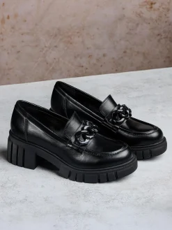 Sale Chunky Heeled Loafer with Chain Detail Women Girls School Shoes·Girls Teen School Shoes|All Girls·Teens