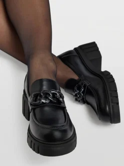Sale Chunky Heeled Loafer with Chain Detail Women Girls School Shoes·Girls Teen School Shoes|All Girls·Teens