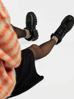New Chunky Lace Up Ankle Boots Women Boots·Faux Fur Lined Boots|Boots·Ankle Boots