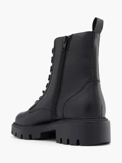 Chunky Lace Up Biker Boot With Zipper Detail Women Boots·Biker Boots|Boots·Ankle Boots