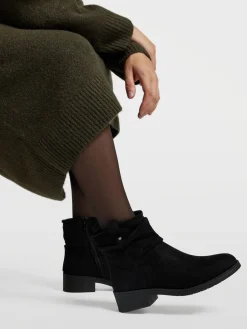 New Classic Ruched Detail Ankle Boot with Zipper Women Boots·Ankle Boots