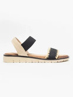 Clearance Black Contrast Whipstitch Flat Sandal Women Sandals·Flat Sandals