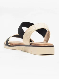 Clearance Black Contrast Whipstitch Flat Sandal Women Sandals·Flat Sandals