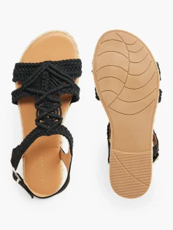Sale Black Crochet Flat Sandal Women Sandals·Flat Sandals