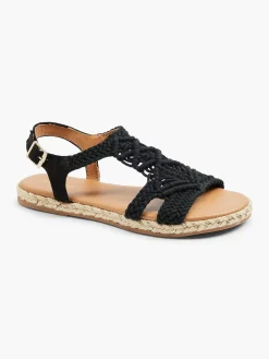 Sale Black Crochet Flat Sandal Women Sandals·Flat Sandals