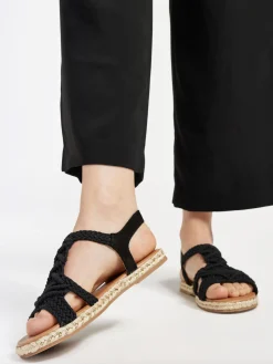 Sale Black Crochet Flat Sandal Women Sandals·Flat Sandals