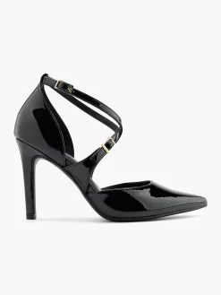 Discount Cross Strapped Patent High Heel with Double Buckle Detail Women Heels·High Heels