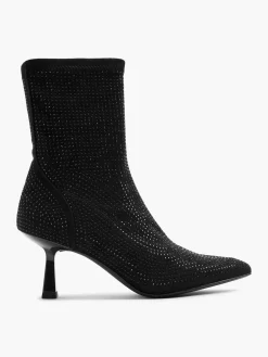 Diamante Heeled Sock Boot Women Heels·High Heels|Boots·Heeled Boots