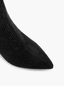 Diamante Heeled Sock Boot Women Heels·High Heels|Boots·Heeled Boots