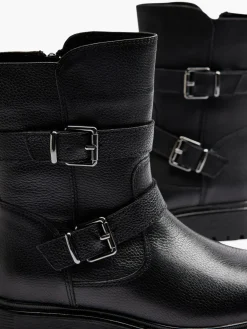 Sale Double Buckle Fur Lined Boot Women Boots·Winter Boots|Boots·Leather Boots