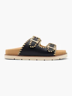 Clearance Double Buckle Sandal with Whipstitch Detail Women Sandals·Flat Sandals