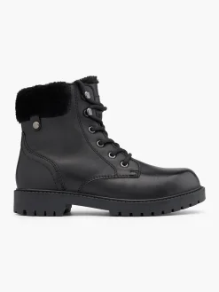 Online Faux Fur Collared Leather Lace Up Ankle Boot Women Boots·Hiker Style Boots|Boots·Leather Boots