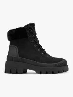 Discount Faux Fur Collared Lace Up Hiking Boot Women Boots·Faux Fur Lined Boots|Boots·Chunky Boots