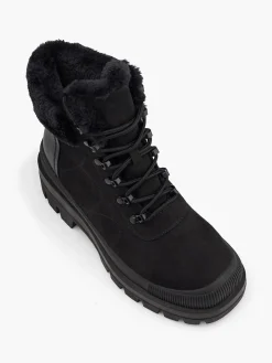 Discount Faux Fur Collared Lace Up Hiking Boot Women Boots·Faux Fur Lined Boots|Boots·Chunky Boots