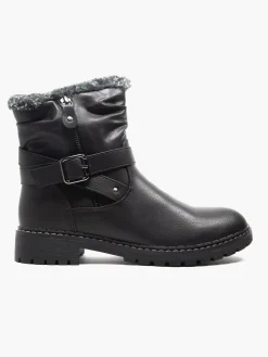 Discount Faux Fur Lined Ankle Boot with Buckle Detail Women Boots·Faux Fur Lined Boots|Boots·Hiker Style Boots