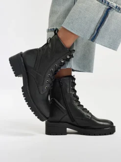 Clearance Faux Fur Lined Boot With Wrap Around Laces Women Boots·Winter Boots|Boots·Lace-Up Boots