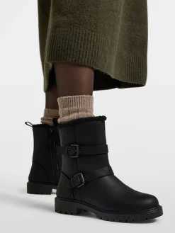 Clearance Faux Fur Lined Double Buckle Ankle Boot Women Boots·Ankle Boots